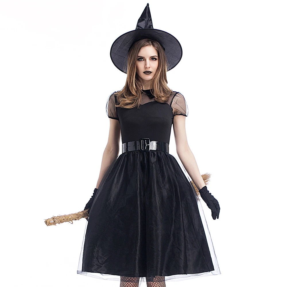 Большие размеры платье на Хэллоуин черные сексуальные костюмы ведьмы женские вечерние платья привидения