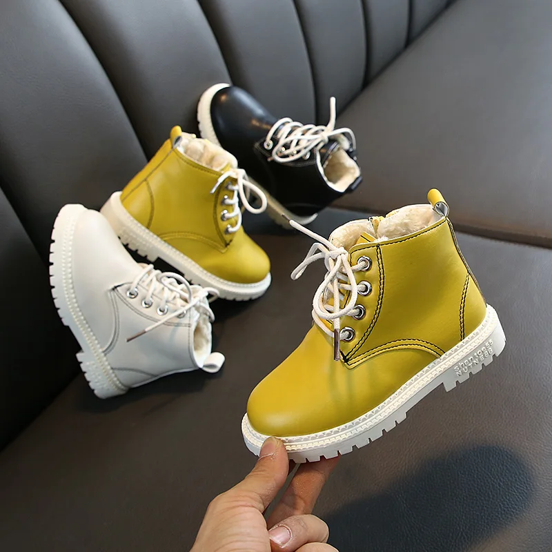 Trend Space детские ботинки Мартенс Кожаные мотоботы детская зимняя зимние сапоги на