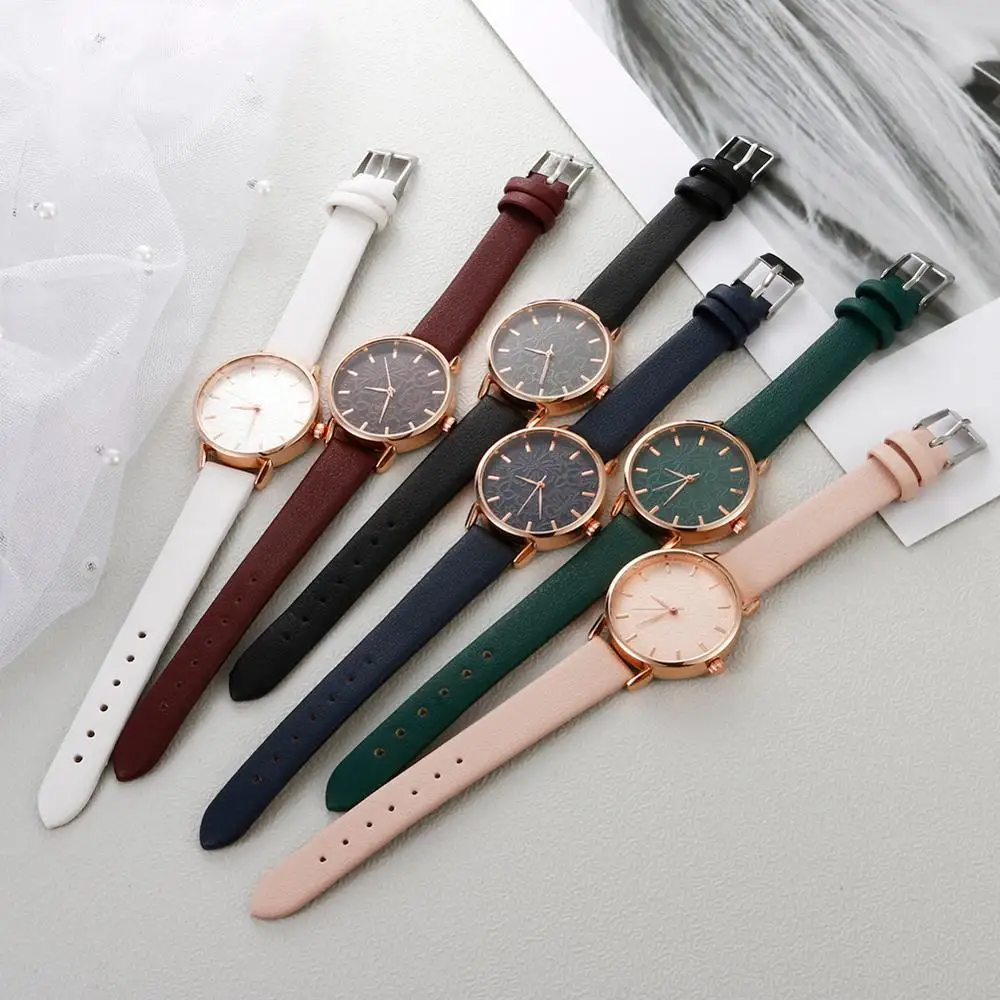 

Simple Fashion Women Watch Embossed Flowers Girl Luxury Fresh Printed Belt Dial WristWatch Female Quartz Relogio Droshipping