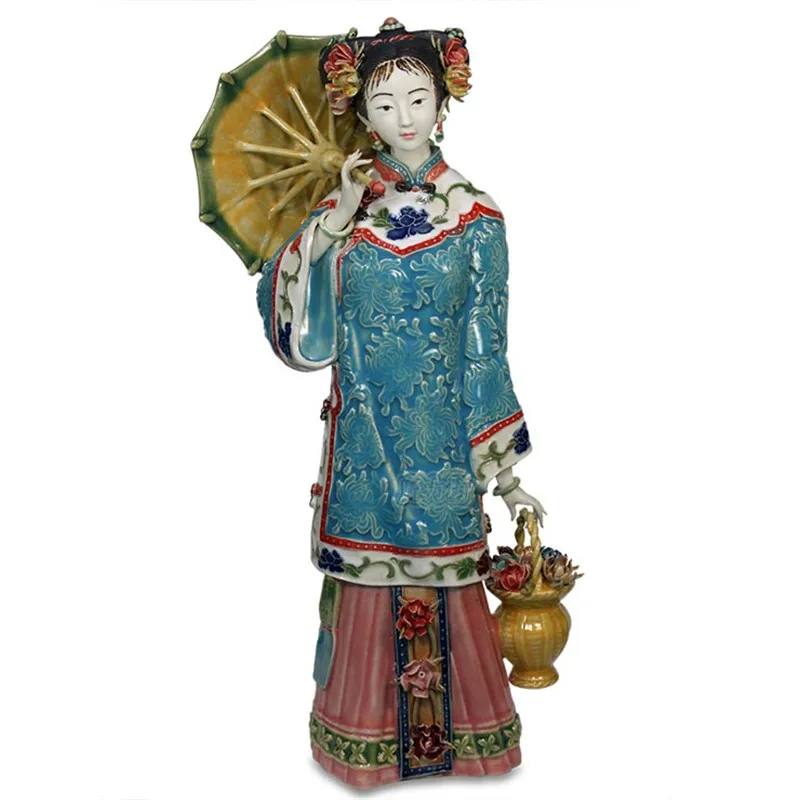 

WU CHEN LONG Antique Beautiful Women Figurines Chinese Female Porcelain Fashion Dolls Sculptures Vintage Statue Home Decor R2390