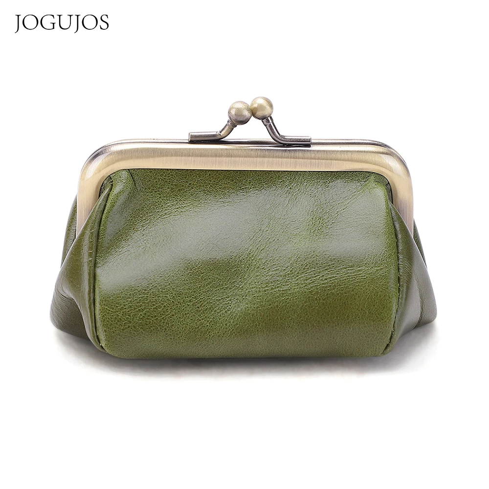 JOGUJOS Fashion Girl Genuine Leather Small Wallet Women Coin Purse Metal Hasp Money Coin Purse Mini Wallet Bag Red Money Bags