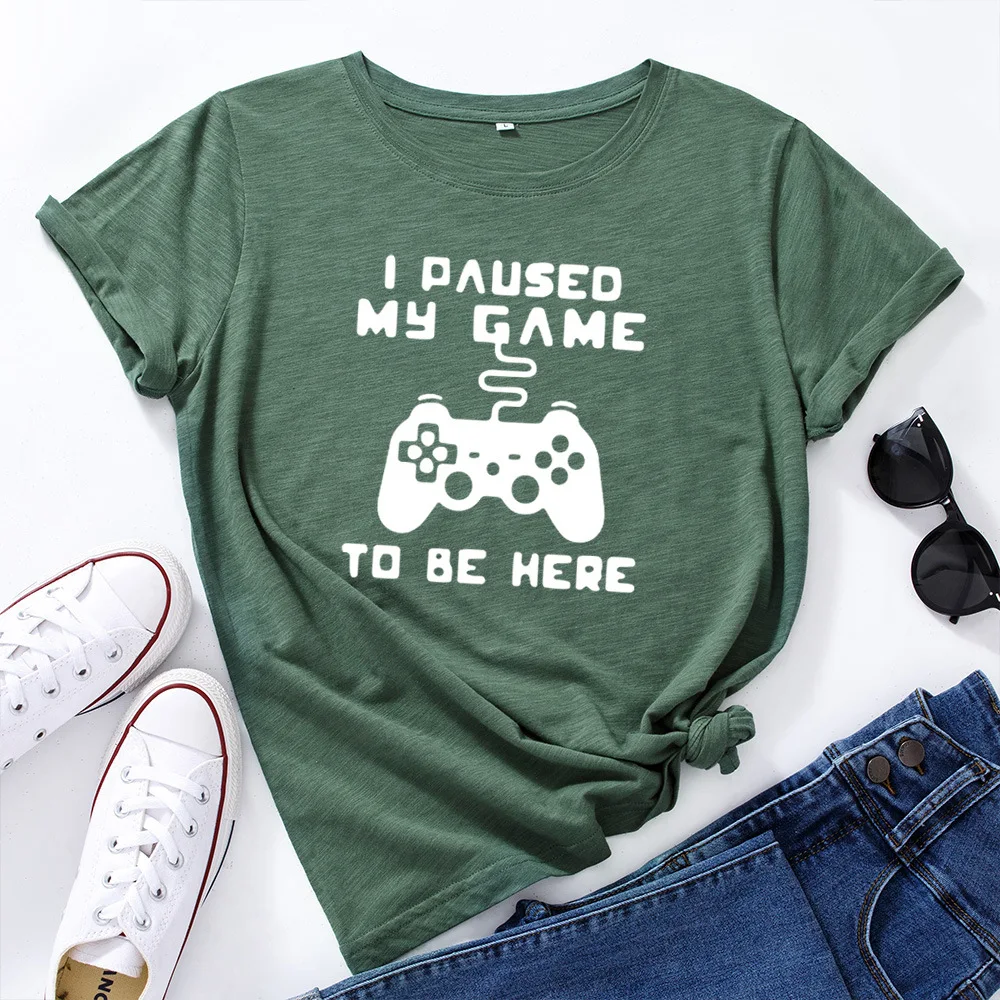 

Creative Game Console Letter Printed T Shirt for Women Plus Size Cotton Short Sleeve Basic Tee Tshirt Streetwear Tops Ladies