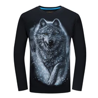 2021 cheapest fashion men t shirt long sleeve cool design 3d funny t shirt homme wolf printed casual top plus size 6xl wholesale