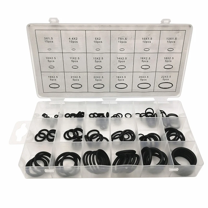 

125 pcs Rubber Strip Car O Ring Watertightness Assortment Set Kit Sealing Strips Garage O Ring With Plactic Box for Car Workshop