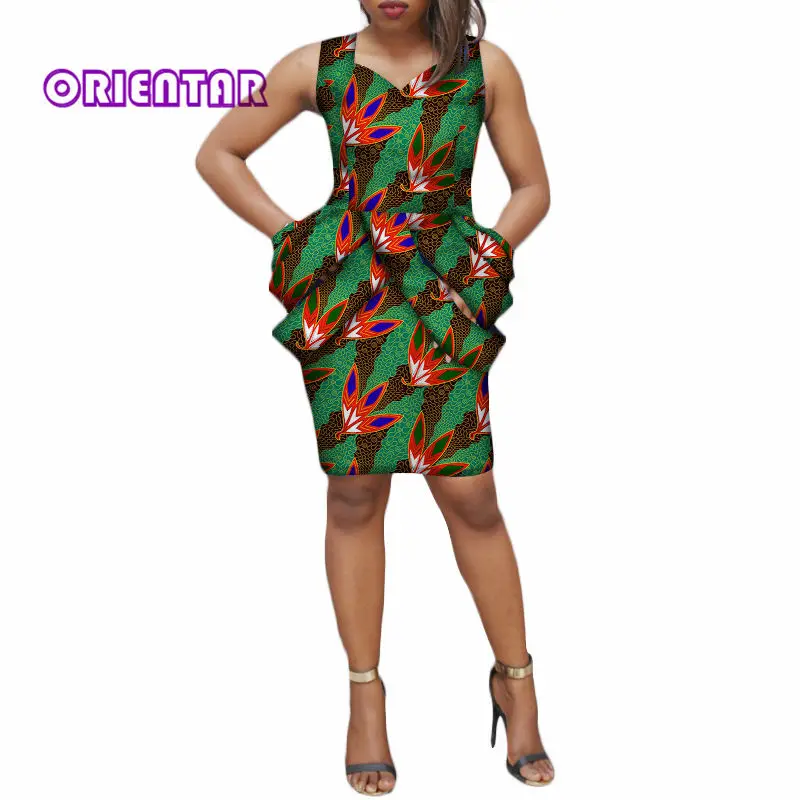 Модное женское платье базин богатый Африканский принт без рукавов Дашики летние