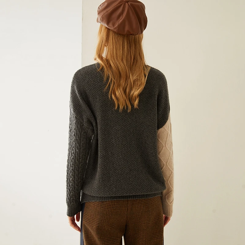 Autumn and winter new color matching pullover 100% pure mountain cashmere sweater | Женская одежда
