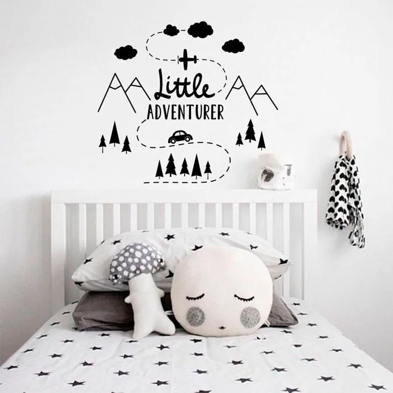 

87x78cm Adventure Wall Decal Mountain Baby Nursery Vinyl Wall Stickers for Kids Room Woodland Wall Decor Little Boys Decals A207