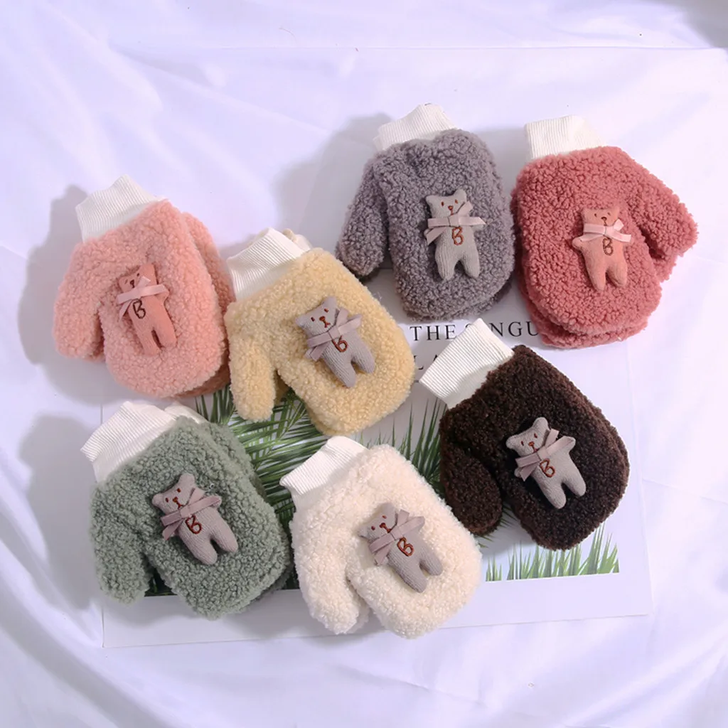 Рукавички для маленьких мальчиков и девочек с героями мультфильмов теплые