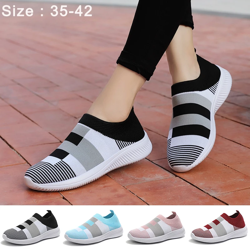 

Sock Shoes Women Walking Shoes Fly-Weaving Breathable Casual Sneakers Light Flat Loafers Trendy Sneaker