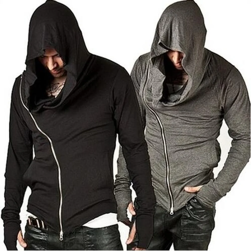 

ZOGAA Fashion Men Unbeatable Arm Warmer Diagonal Zip Mens Assassin Creed Hoodie