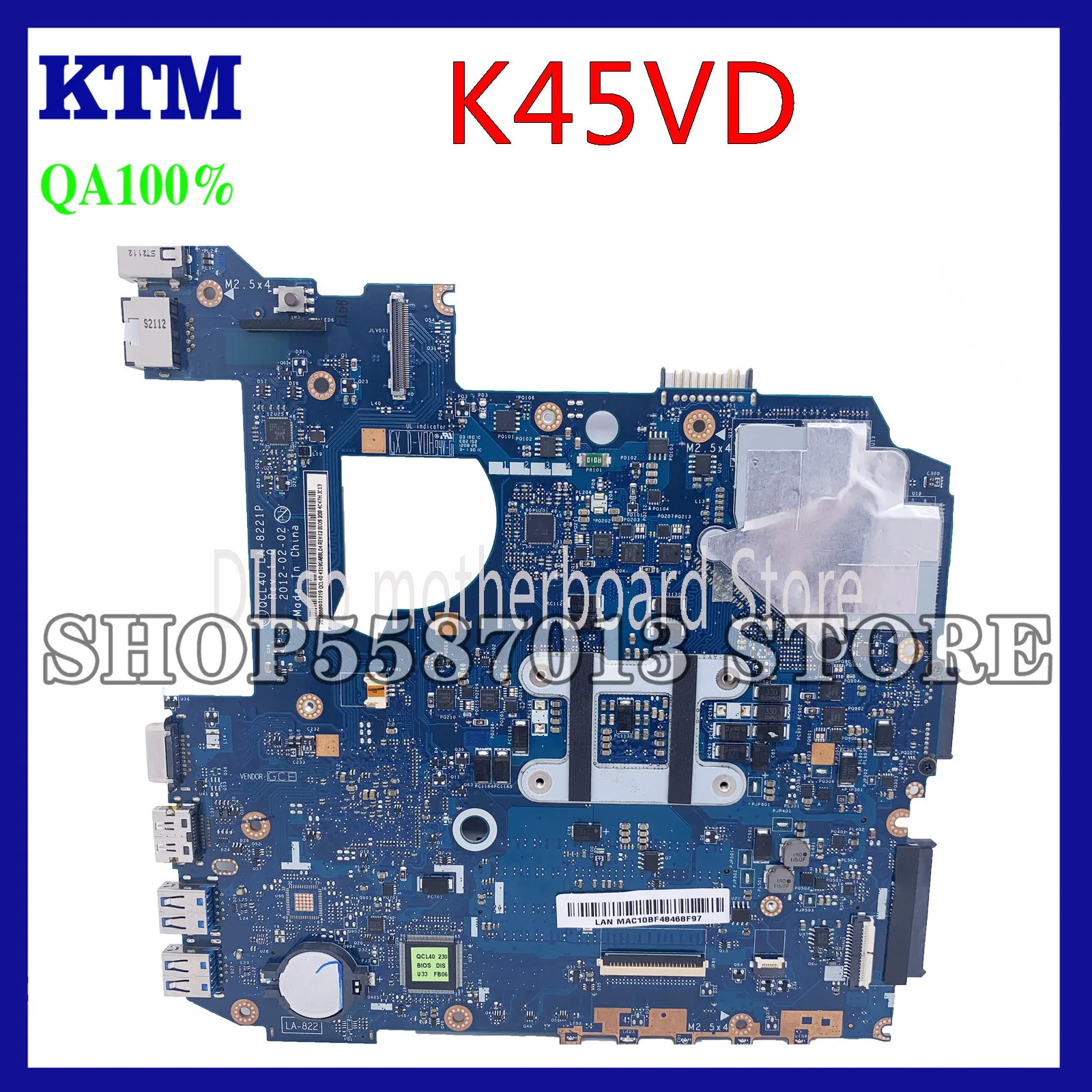 

KEFU LA-8221P For ASUS K45VJ K45VD A45V A85V K45VS K45VM Motherboard LA-8221P GT630M/610M/635M Motherboard Test