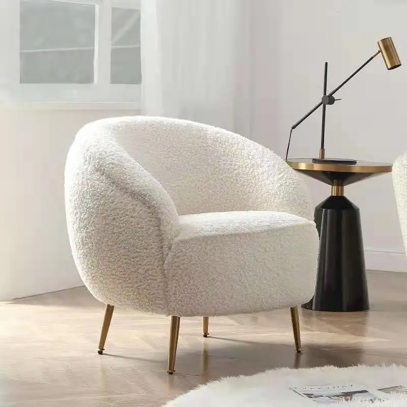 

Nordic Lamb Hair Luxury Sofa Balcony Bedroom Single Sofa Children's studio live props Couches For Living Room Home Furniture
