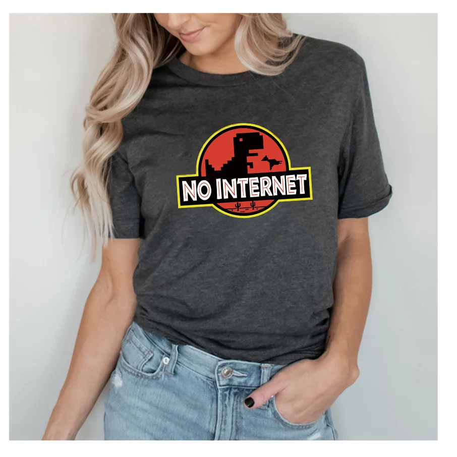 

Cartoon Dinosaur t shirt women 100% cotton girls clothes off white Jurassic offline park women harajuku T Shirt 90s kawaii tops