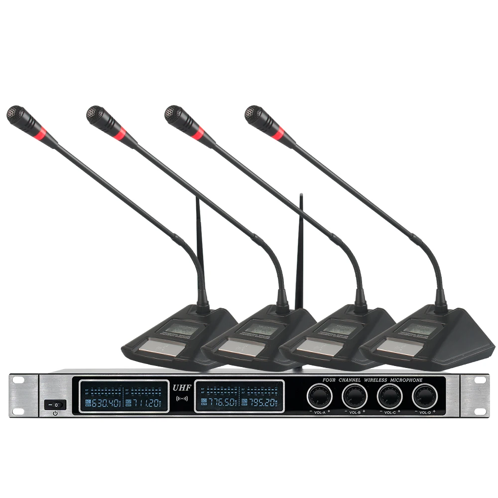 Профессиональный Беспроводной микрофон UHF четырехканальный ручной отворот