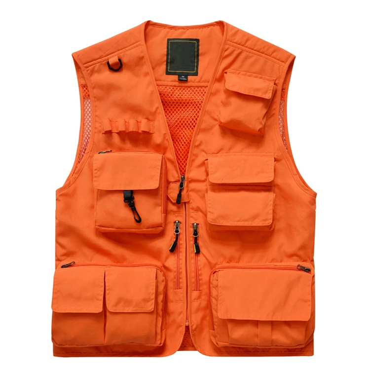 Orange Mountainskin, мужские походные жилеты, для улицы, много карманов, разгрузка, сухая, тонкая сетка, военные, карго, мужские пальто, жилет для мужчин, VA707 - Цвет: Orange