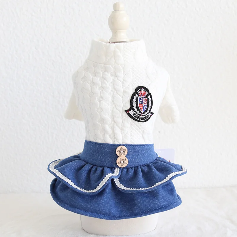 Толстые толстовки для собак пальто рубашка зимняя хлопковая Джинсовая белая