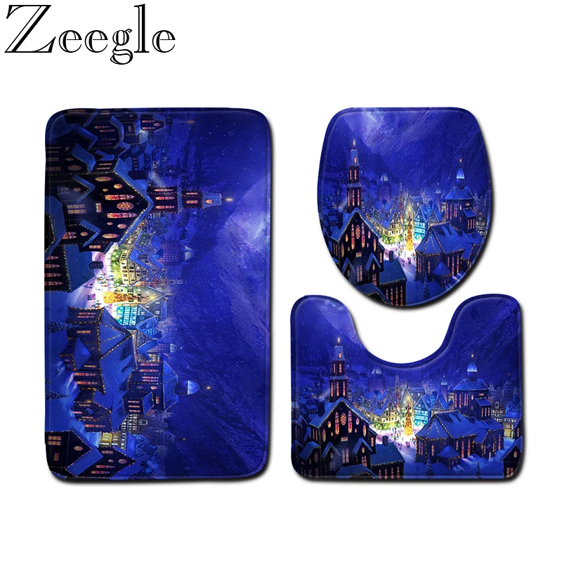 Набор рождественских ковриков для ванны Мягкий впитывающий коврик из пены с