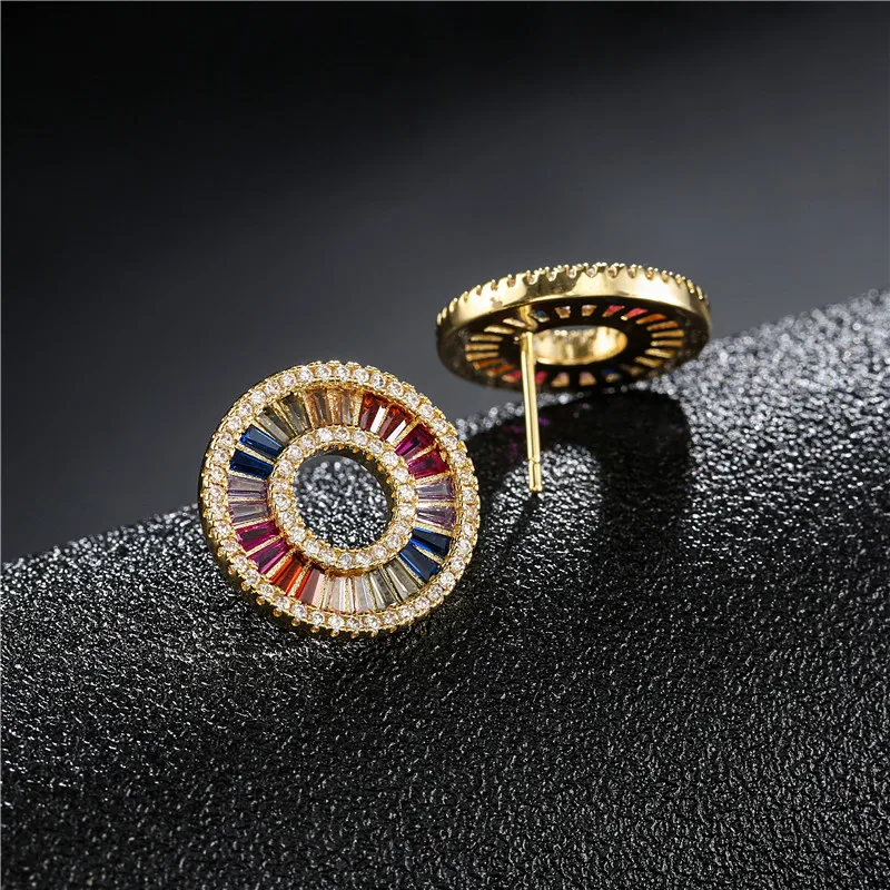 Новинка роскошные круглые серьги-гвоздики в стиле принцессы Разноцветные серьги