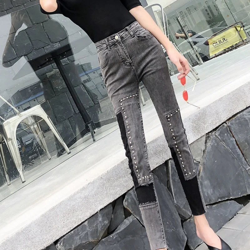

Women's Jeans New Fashion Stretch High Waist Casual Skinny Pants Vintage Washed Femme Pencil Jeans Mom Denim Trouser Plus Size
