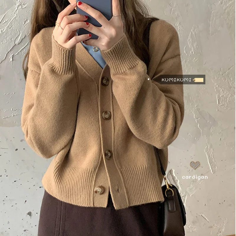 

Женский вязаный Топ с V-образным вырезом и длинным рукавом