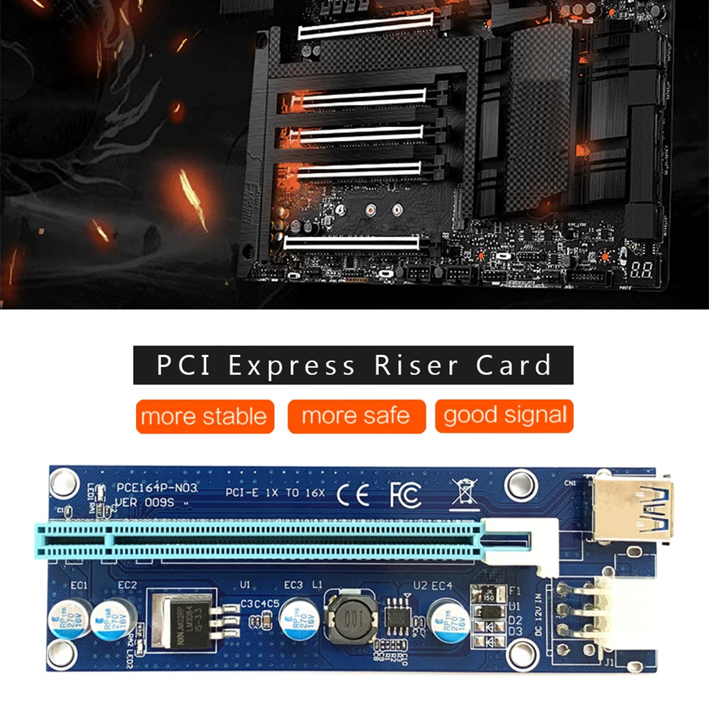 Простая установка штепсельный разъем USB 3 0 PCI-E Riser Express 1X до 16X переходная карта для