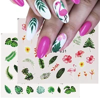 3d nail art stickers summer colorful green leafs bird cactus flowers transfer nail sticker diy nails decals nail art decoration