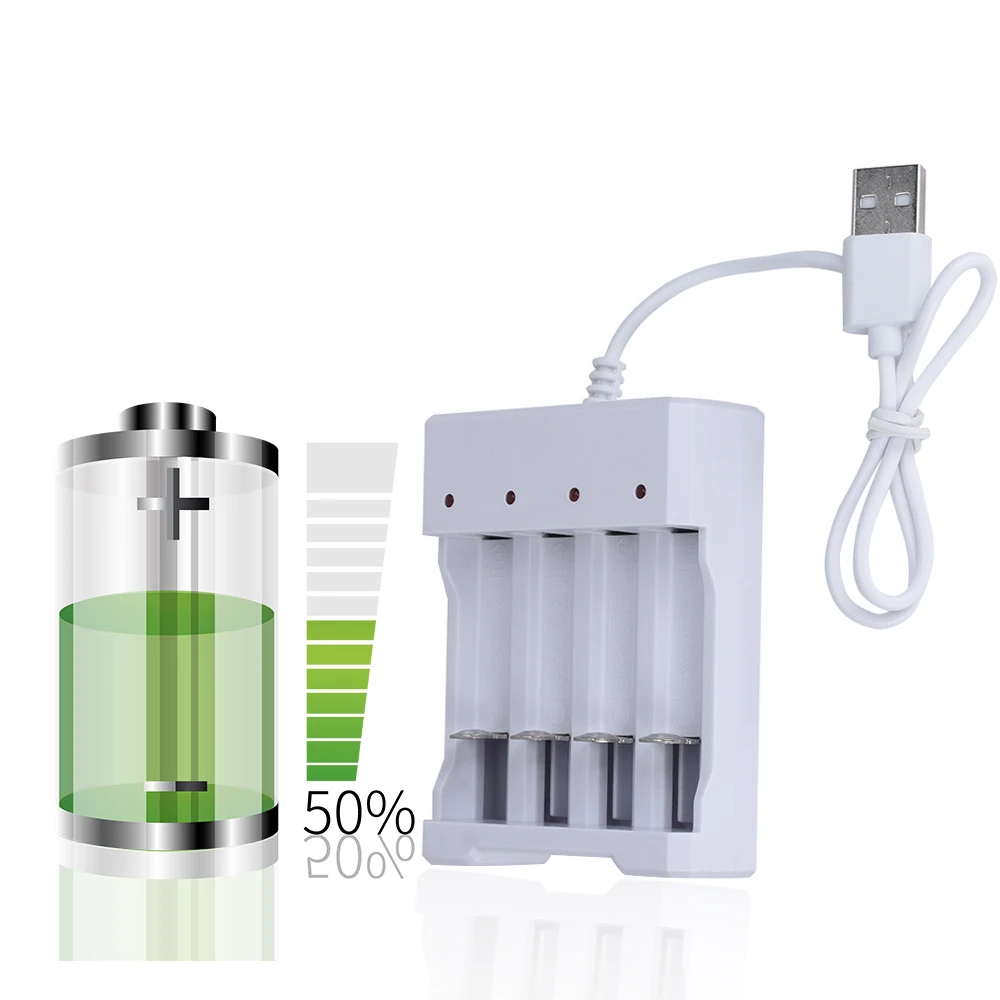 

4 Slots USB Fast Charging AAA and AA Battery Charger Short Circuit Protection Rechargeable Battery Station High Quality