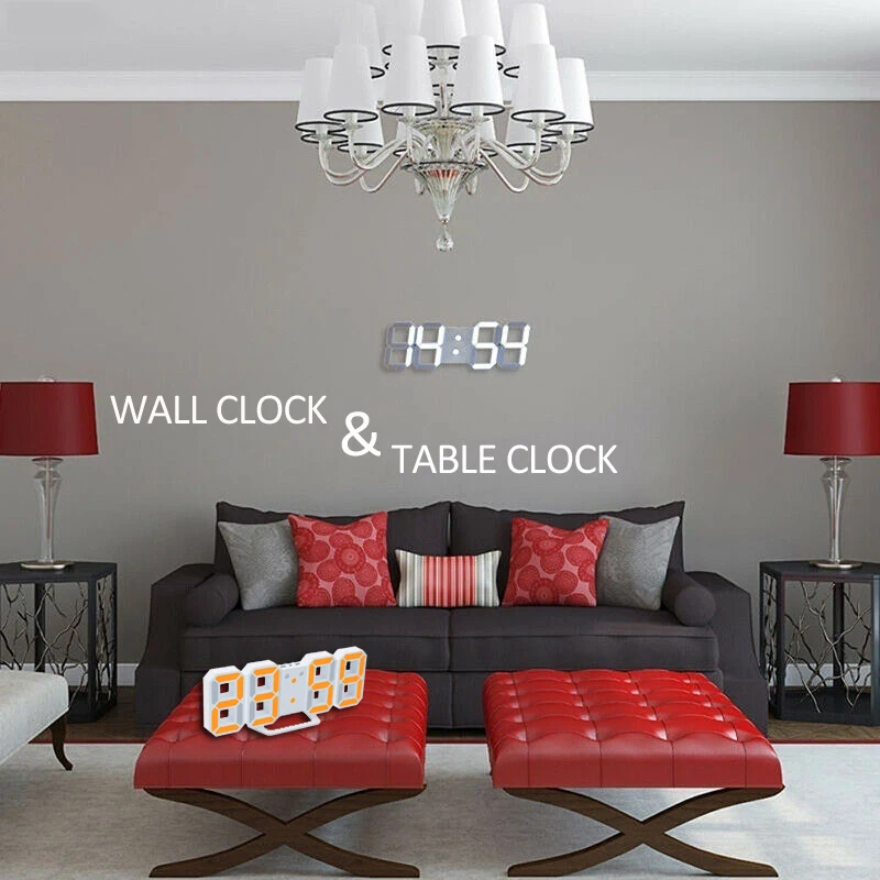 Новые 3D светодиодный настенные часы Современные цифровые настольные будильник