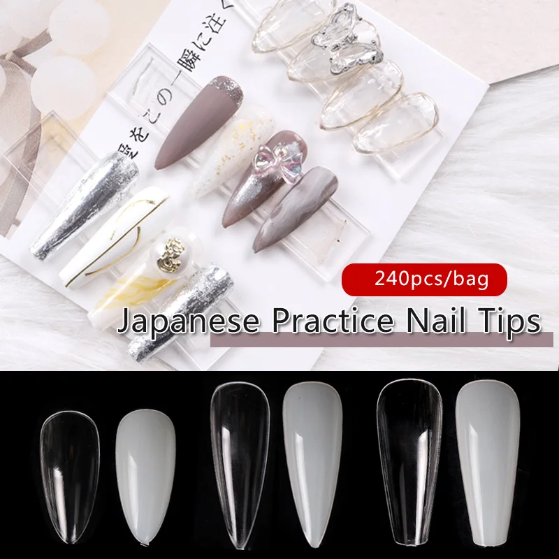 

TSZS 240 шт./лот профессиональный натуральный прозрачный накладной дизайн ногтей миндальный гроб для демонстрации лака для ногтей