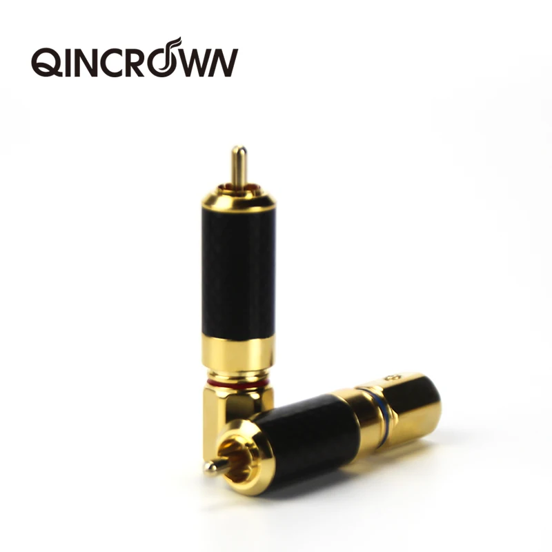 QINCROWN 4 HIFI RCA штекер шт. Высококачественный углеродный волоконный 24K позолоченный RCA разъем
