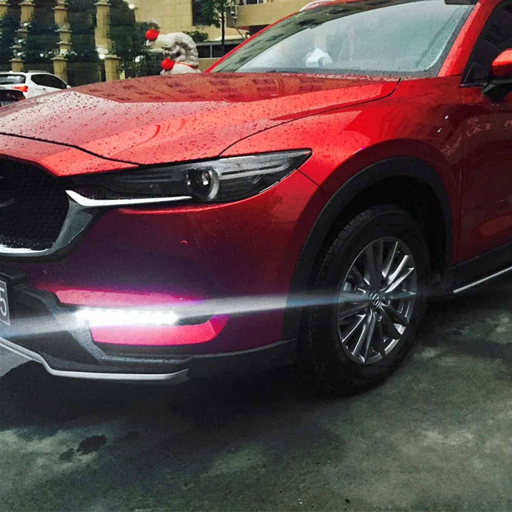 Car Flashing 1Pair For Mazda CX-5 CX5 2017 - 2020 Driving DRL Daytime Running Light fog lamp Relay LED yellow turn Daylight | Автомобили и