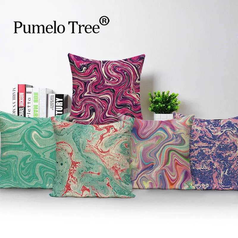 Чехол для подушки в абстрактном стиле с акварелью наволочка геометрическим