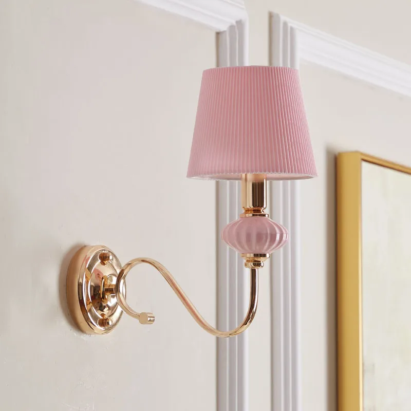 Детский Настенный светодиодный светильник розовый синий абажур лампа для