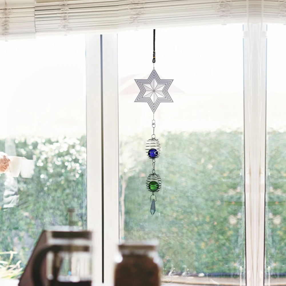 

Cute Wind Chimes, Metal Music Spiral Crystal Ball Wind Chime For Indoor And Outdoor Home Store Nordic Courtyard Decoration