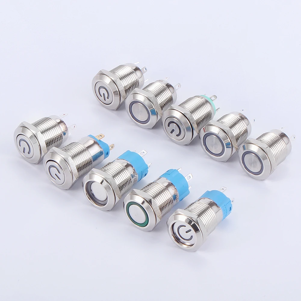 12 мм Плоская Круглая Головка водонепроницаемый выключатель без фиксации