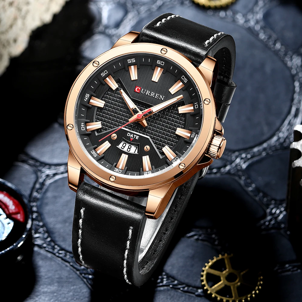 

CURREN Watch Man Leather Quartz Wristwatches Top Brand Luxury New Watches Luminous hands Relojes