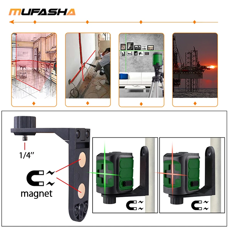 MUFASHA 2 поперечные линии мини лазерный уровень красный и зеленый с жесткой
