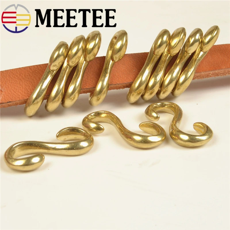 Meetee 4/10 шт Чистая латунь S пряжки-Крючки браслет для литья под давлением меди DIY