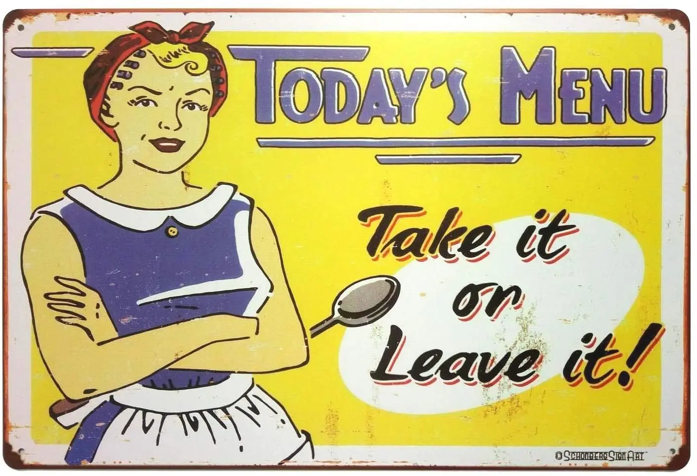 

Metal Decoration Sign (Today's Menu Take It or Leave It) Premium Indoor Home Bar Cafe Wall Decoration Poster Rectangular Plaque