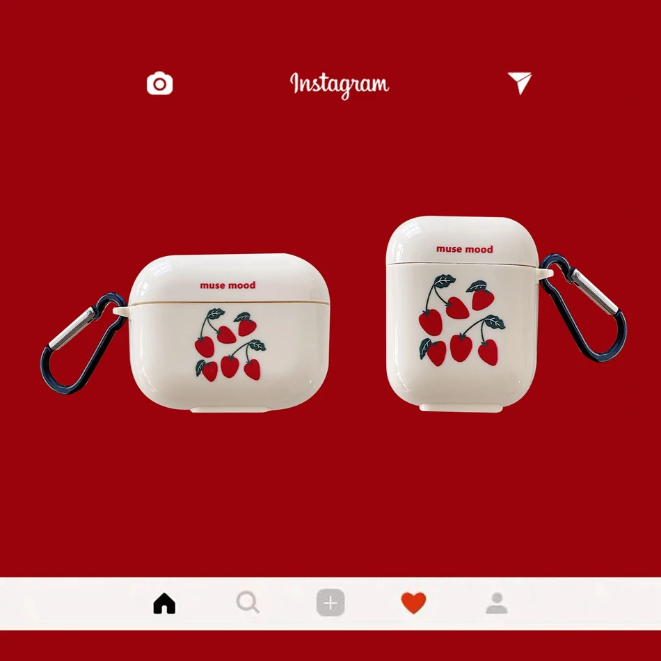 

Cute Stand Earphone Case For AirPods Cartoon Strawberry Headset Case For AirPods 2 3 AirPods Pro Headphone Cover with Keychain