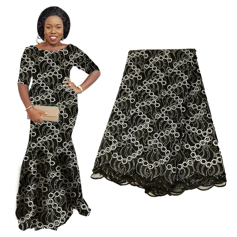 2019 Best Selling Voile Lace african lace fabric French Lace Fabric Beaded Stones Nigerian Swiss Lace Fabrics For Every Dress