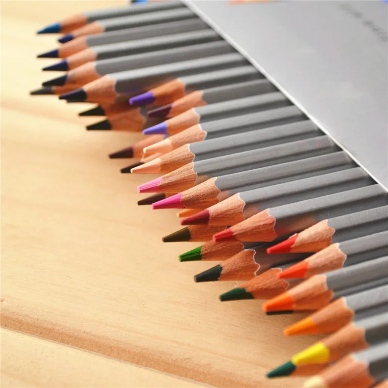 Wooden color pencil 24/36/48/72 non-toxic iron box oil cardboard lapis lazuli professional drawing sketch art supplies | Канцтовары для