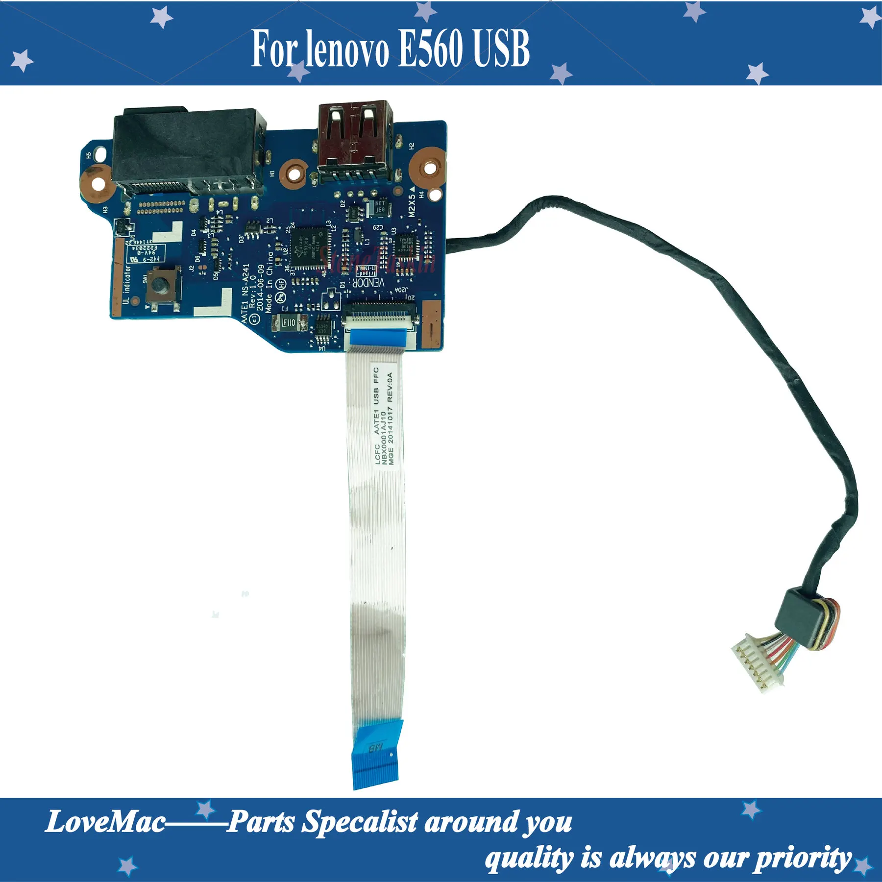 Оригинальная USB-аудиоразъем для lenovo E550 USB-плата подключения к локальной сети