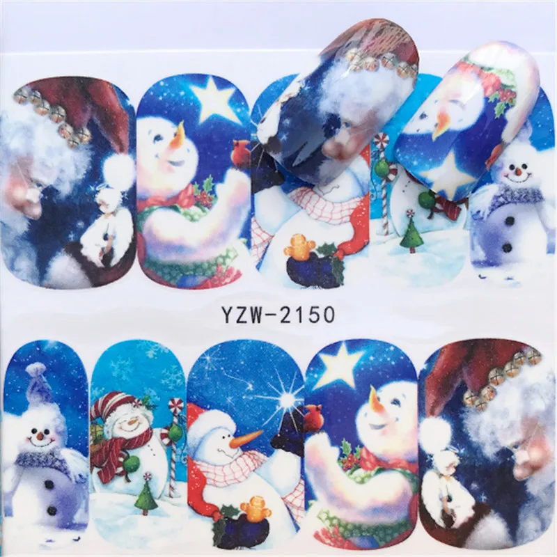 

2022 NEW Christmas Nail Stickers Santa Clause Snowman Deer Sliders For Nail Art Decoration Decals Foil Shiny Wraps Tips