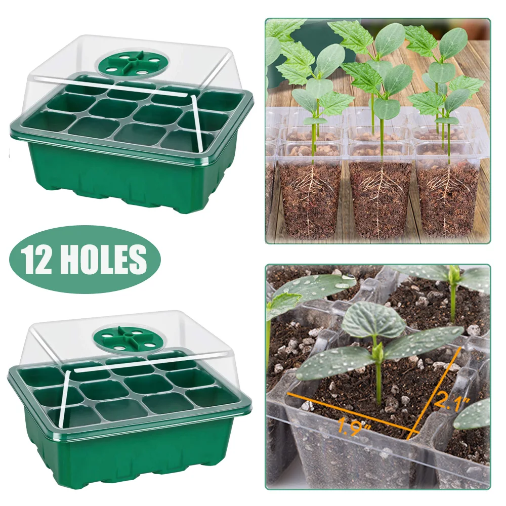 

4Pcs Seedling Trays Nursery Pots Plants Box Flower Pot 12 Holes Seeds Starter Tool For Garden Yard Seed Tray Garden Greenhouse