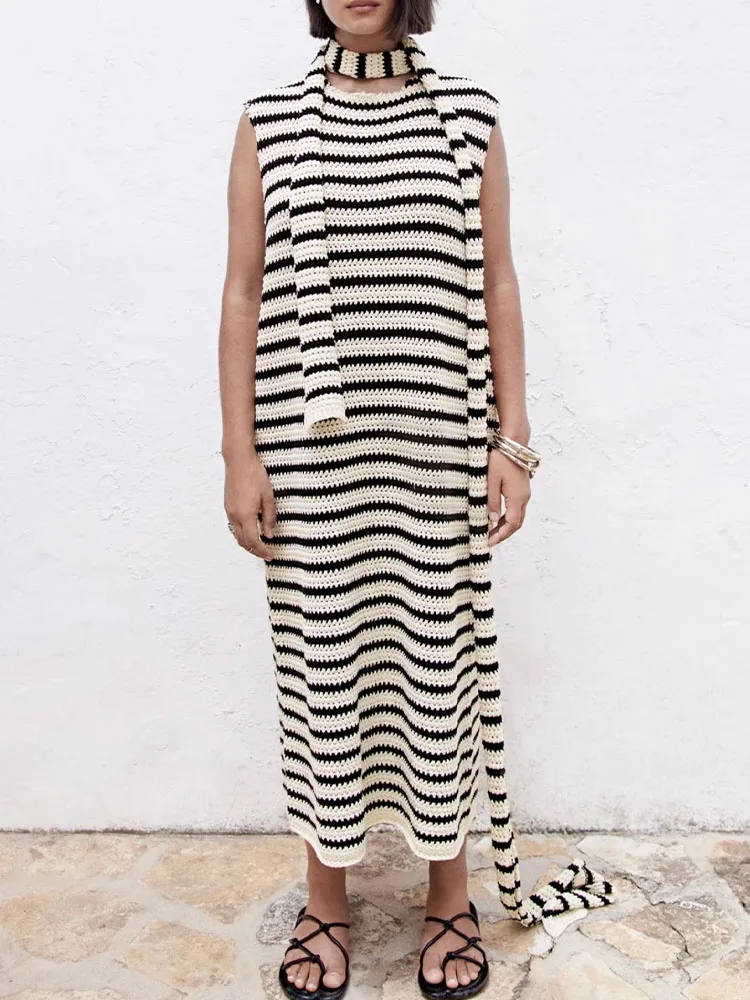 Женское платье в полоску ZA свободная универсальная юбка осень 2021 - купить по