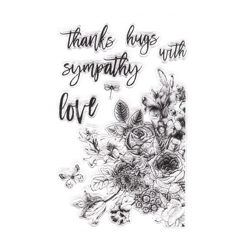 

Flower Stamps Clear Silicone Rubber Scrapbook Floral Background Stamps