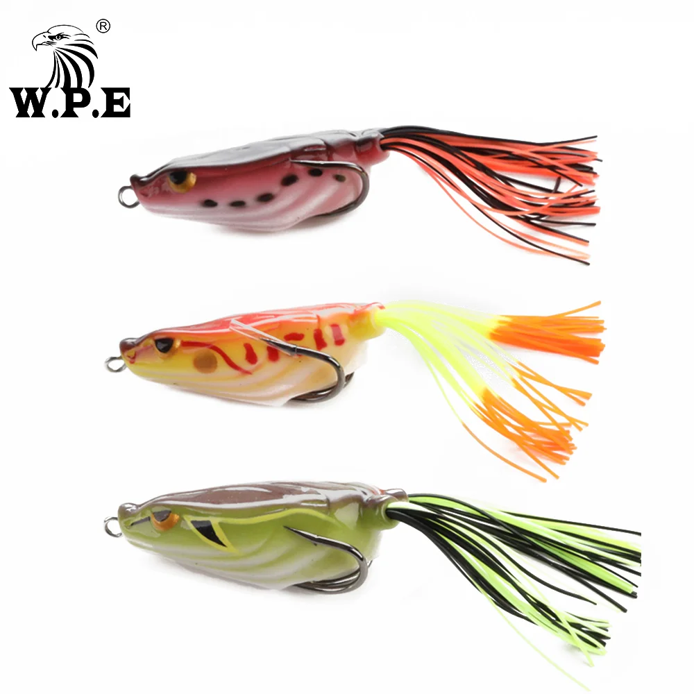 

W.P.E New Frog Lure 1pcs 15.2g Snakehead Artificial Crank Strong Soft Lure Ray Frog Lure Minnow Fishing Tackle Top Water Bait