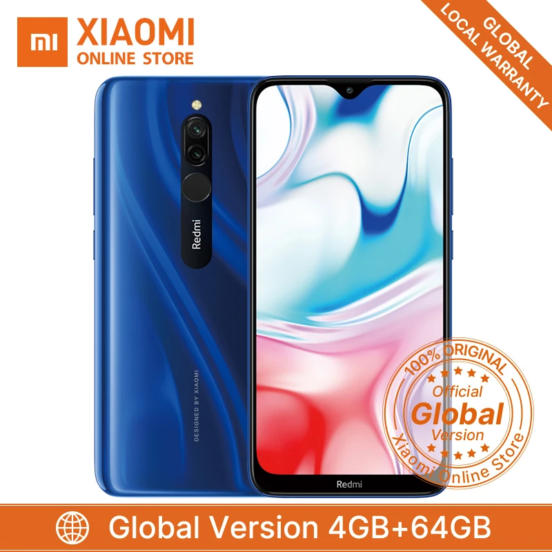 Смартфон Xiaomi Redmi 8 с глобальной версией, 4 ГБ, 64 ГБ, Восьмиядерный процессор Snapdragon 439, 5000 мАч, 6,22 дюйма, 12 Мп+ 2 МП, 18 Вт, быстрая зарядка, мобильный телефон