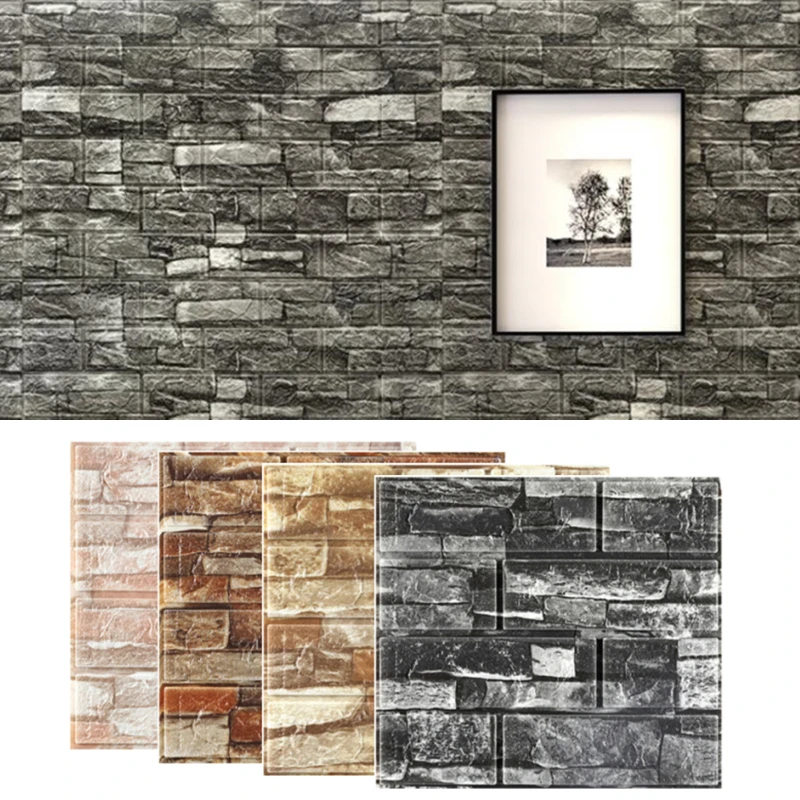 

Self Adhesive DIY Wallpaper Peel And Stick 3D Wall Panel Living Room Brick Stickers Bedroom Kids Room Brick Papers Home Decor